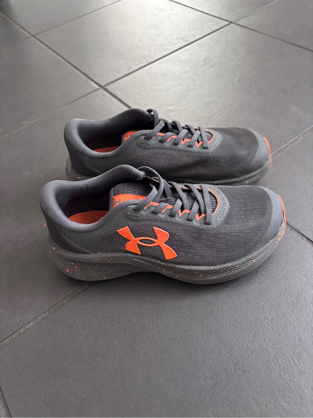 Under Armour Gray and Orange Kids' Athletic Sneaker